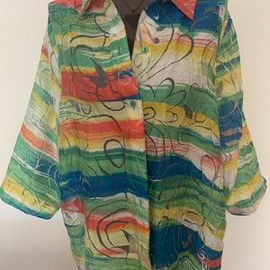 Plus size Colorful see through button up blouse size 18